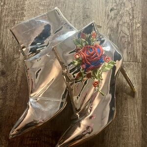 Silver High Heeled Silver Booties